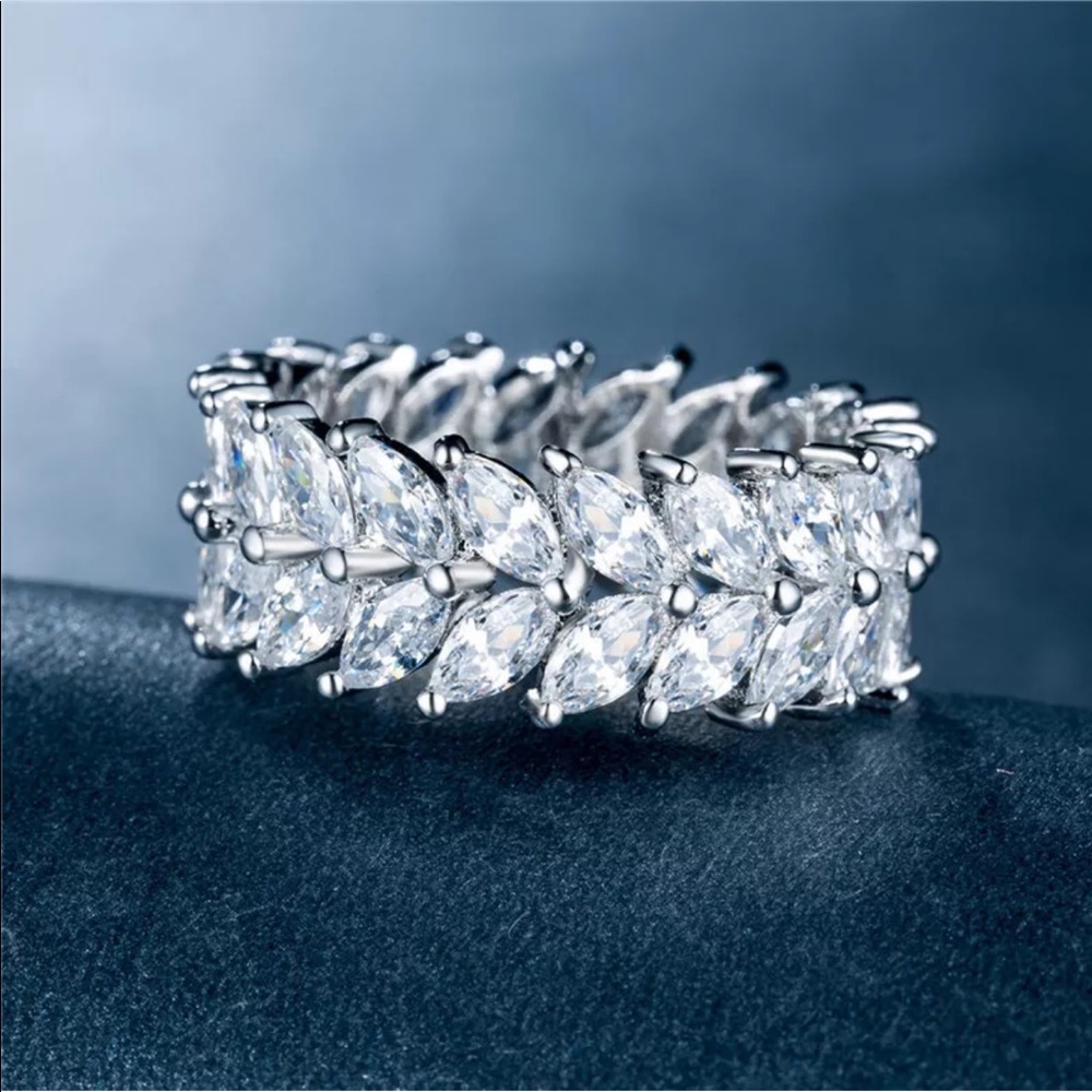 White Sapphire Sterling Silver Ring 8